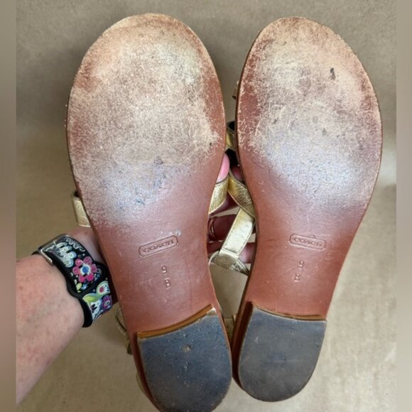 Coach Sally Gold Metallic Leather Sandals. Size 9B - Picture 6 of 10